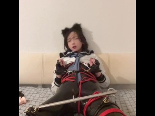 胶衣束缚震动棒伪娘~鹿岛黑猫ver