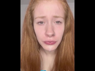 Redhead teen Egirl ahegao cum drooling