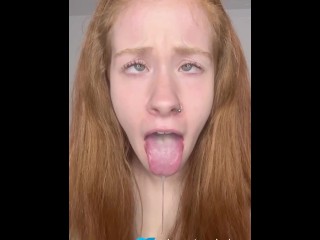 Redhead teen Egirl ahegao cum drooling