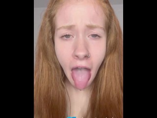 Redhead teen Egirl ahegao cum drooling