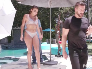 Striving Fashion Model Gia Derza Offers Corrupt Photographers Double Penetration Fucking