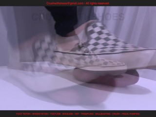 Crushing Cock With My Old Vans Slip-on While I Watch TV