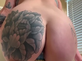 Pussy squelching while squat riding dildo