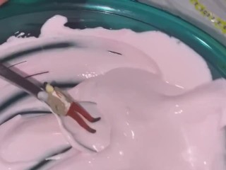 Mia giantess bbw eats yogurt with her tiny, dirty