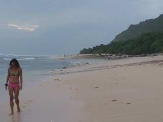 Stand up OPEN PUSSY PEE on wild beach # Ass fingering