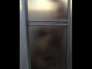 He records me fucking in the bathroom with my boyfriend, he fucks me against the bathroom door