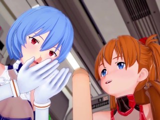 Asuka and Rei give a blojob in POV | Neon Genesis Evangelion 3D Hentai Parody