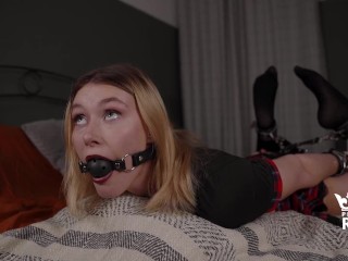 Princess Rae hogtied and throatpied