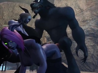 Werewolf threesome with two Draenei Girls in a Cave | Warcraft Porn Parody