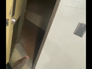 Womens Restroom By the Door Jerking Off (Hella Risky)