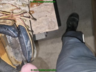 piss 5 times in old dirty timberland work shoes