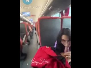 Blowjob and fuck in a public bus