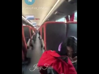 Blowjob and fuck in a public bus