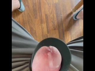 My vibrator being controlled by someone else while I work. PRECUM drips from my tortured COCK 🤤