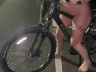 BTS footage of Street girl steals a bike but has to ride it back naked!