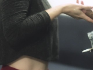 Blowjob from the married woman in red pants.