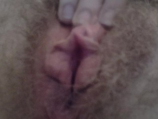 Hairy Nonbinary Pussy with Big Clit Tries to Edge but Fails