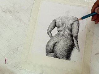 Erotic Art of a Sexy Indian Desi BBW Chubby Woman showing her sexy curves & big Ass in Ambient sound