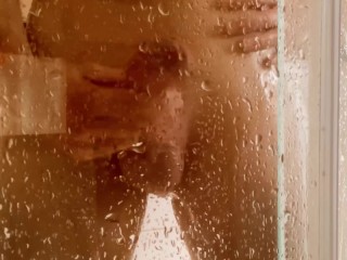 Amateur blasts out a huge cum load in the shower!