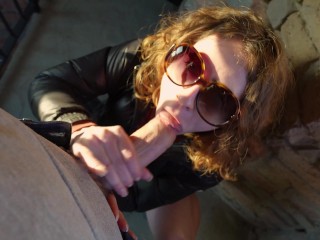 risky outdoor sex in puffy jacket - little arden