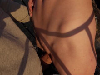 risky outdoor sex in puffy jacket - little arden