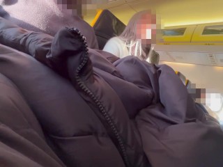 Dick Flash! The passenger girl in the seat next to me gives me a handjob on the plane