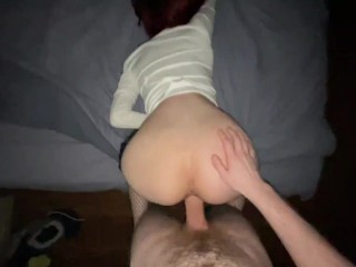 Fucked on a bed, step brother fucks his step sister in a narrow pussy, spanks her tight ass