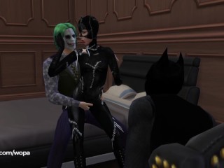 Batman Horn. Joker having sex with Catwoman in front of Batman
