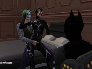 Batman Horn. Joker having sex with Catwoman in front of Batman