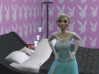 Frozen - Elsa and Anna rubbing in the bedroom