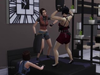 Resident evil - Lesbian Parody - Ada Wong, Jill Valentine and Claire Redfield