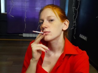 Redhead smoking POV