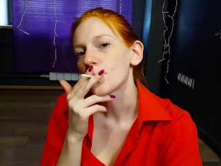 Redhead smoking POV