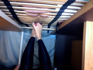 Gloryhole footjob - Tied, ballbusted and milked twice