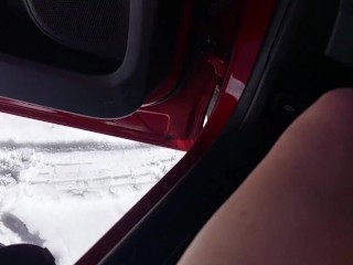 Naked at trail parking in the snow ALMOST CAUGHT!