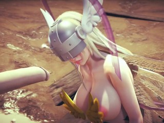 Angewomon Deepthroat Blowjob | Digimon Hentai Parody