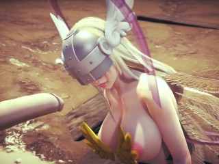 Angewomon Deepthroat Blowjob | Digimon Hentai Parody