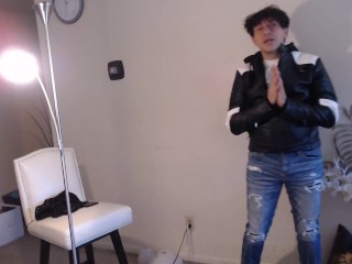 Leather Jacket MAOLO Jerkoff to Cum!