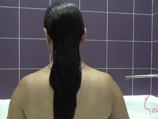 I wash my long black hair