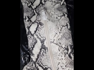 I cum on wife's snake skin thigh high boots
