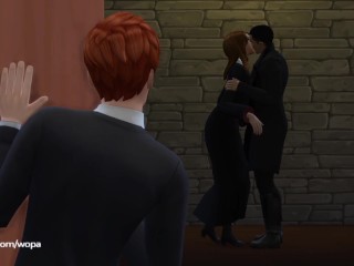 Hermione having sex with Viktor Krum in front of Ron - Yule Ball with lots of sex