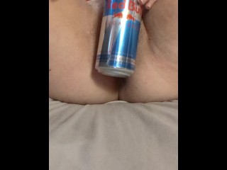 Fucking a huge RedBull can