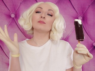 Latex Medical Gloves and Eating Ice Cream (Food Fetish) with Braces (Arya Grander)