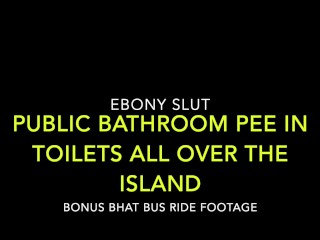 DIRTY LITTLE EBONY SLUT PEES LIKE A BOY IN SEVERAL PUBLIC BATHROOMS IN THAILAND