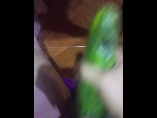  jerking off with the cucumber that my stepaunt ate and the one she masturbated with in the ba