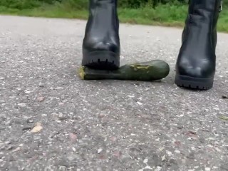 Crushed a zucchini with my sexy ankle boots