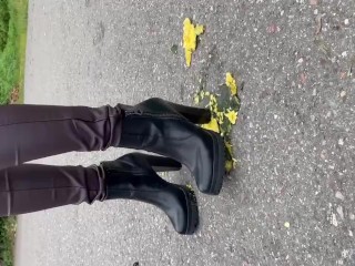 Crushed a zucchini with my sexy ankle boots