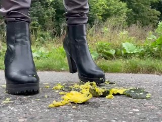 Crushed a zucchini with my sexy ankle boots