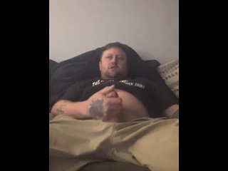 Stroking cock while watching Pitch Black