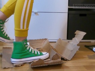 Green Converse Sneakers Crushing Carton Box